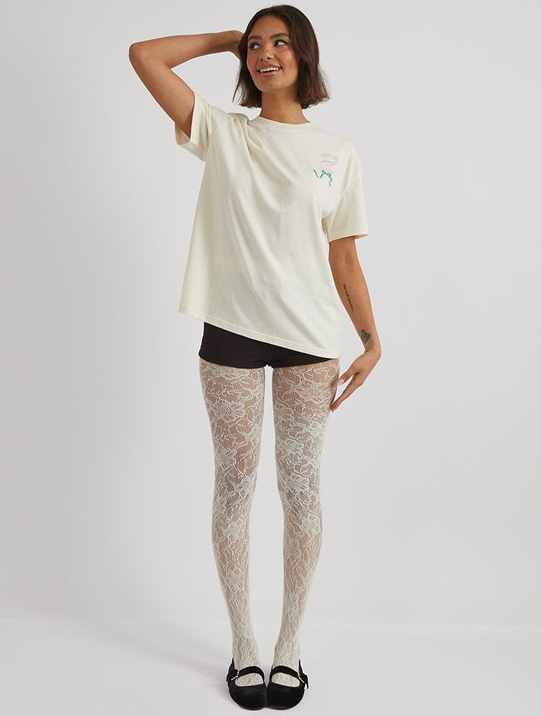 Picnic Party T-Shirt in Ecru Tops & T-Shirts Skinnydip London