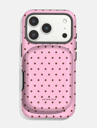 Pink and Brown Mini Dots Portable Magsafe Charger Portable Chargers Skinnydip London