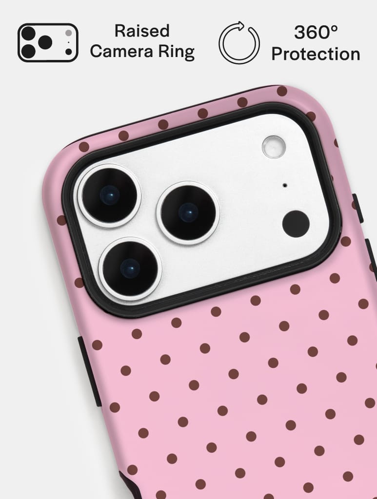 Pink and Brown Mini Dots Ultra Protective iPhone Case Phone Cases Skinnydip London