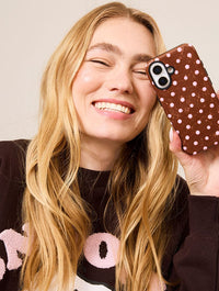 Pink And Brown Painted Polka Dot Ultra Protective iPhone Case Phone Cases Skinnydip London