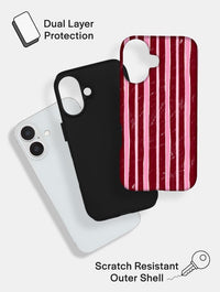 Pink And Burgundy Sketchy Stripes Ultra Protective iPhone Case Tech Skinnydip London