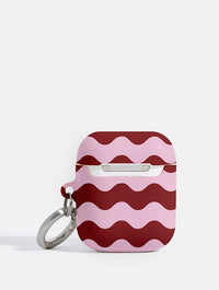 Pink and Burgundy Wavey Lines AirPods Case AirPods Cases Skinnydip London