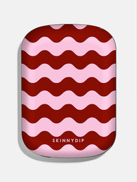 Pink and Burgundy Wavy Lines Portable Magsafe Charger Portable Chargers Skinnydip London