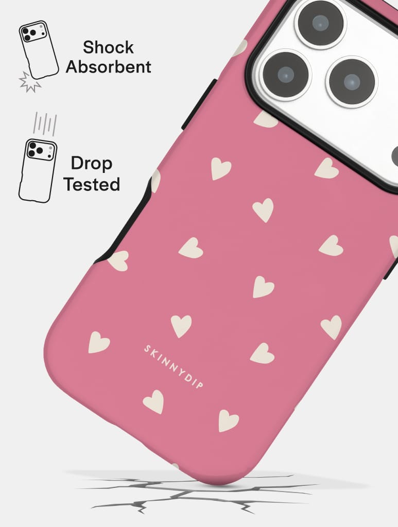 Pink and Cream Ditsy Hearts Ultra Protective iPhone Case Phone Cases Skinnydip London