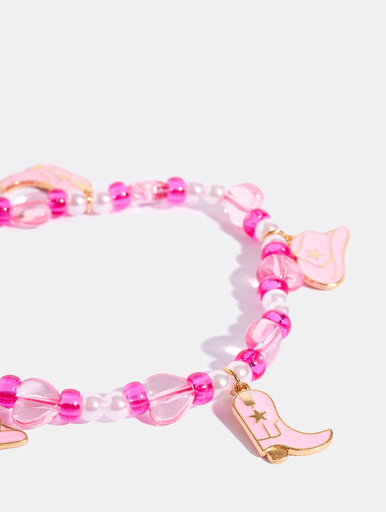 Pink Cowgirl Beaded Phone Strap Phone Grips Skinnydip London