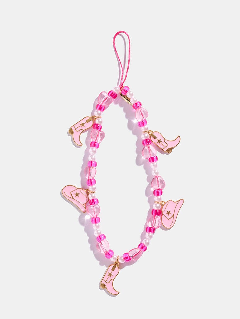 Pink Cowgirl Beaded Phone Strap Phone Grips Skinnydip London
