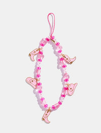 Pink Cowgirl Beaded Phone Strap Phone Grips Skinnydip London