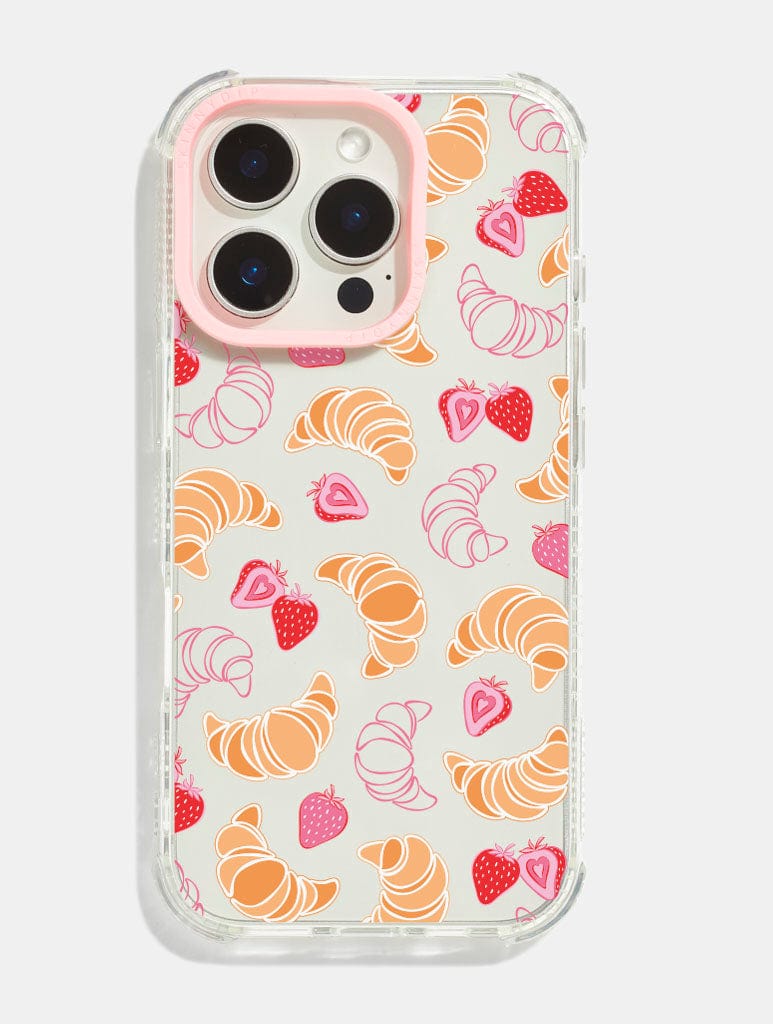 Pink Croissants & Strawberries Shock iPhone Case Phone Cases Skinnydip London