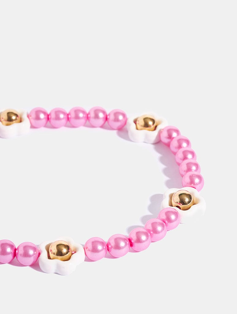 Pink Floral Pearl Beaded Strap Phone Grips Skinnydip London