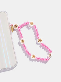 Pink Floral Pearl Beaded Strap Phone Grips Skinnydip London