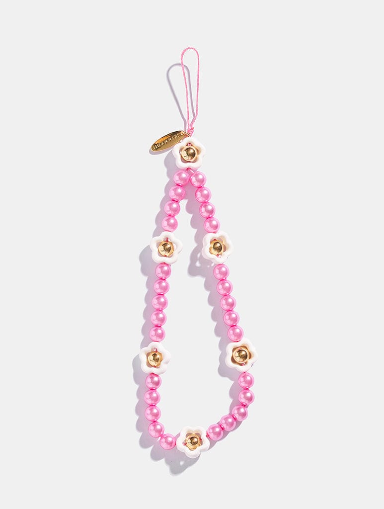 Pink Floral Pearl Beaded Strap Phone Grips Skinnydip London