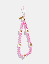 Pink Floral Pearl Beaded Strap Phone Grips Skinnydip London