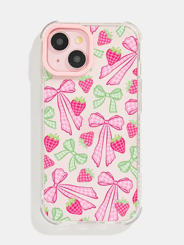 Pink Gingham Bow Shock iPhone Case Phone Cases Skinnydip London
