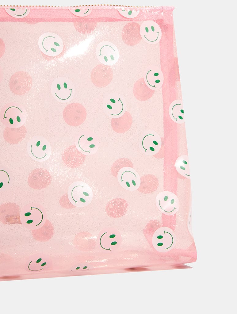 Pink & Green Happy Face Wash Bag Makeup Bags & Washbags Skinnydip London