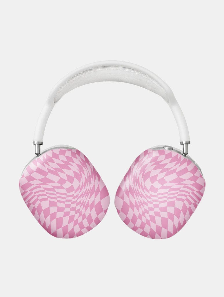 Pink Warped Check AirPods Max Case in Matte AirPods Cases Skinnydip London