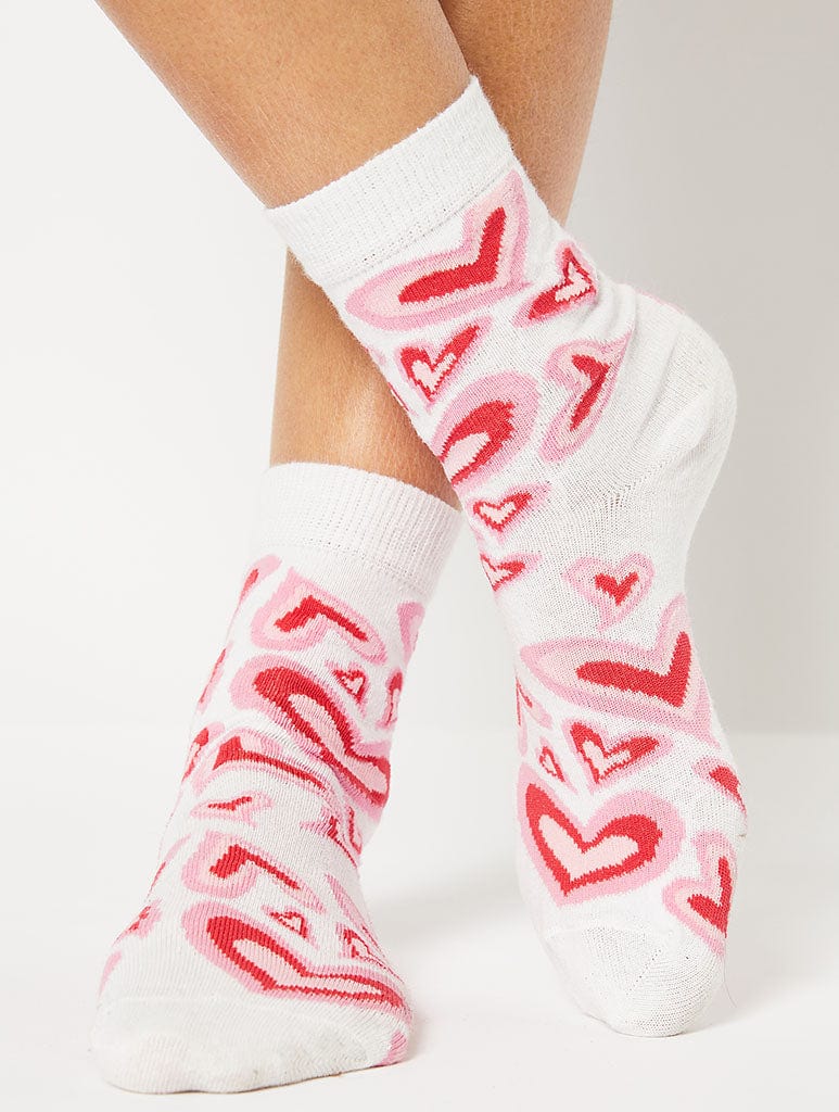 Pink Warped Heart Socks Socks & Tights Skinnydip London