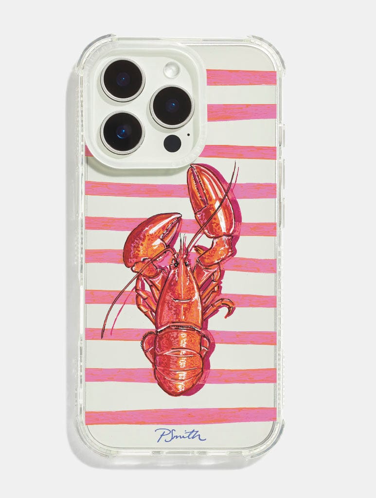 Pippa Smith Studio x Skinnydip Lobster On Pink Stripes Shock iPhone Case Phone Cases Skinnydip London