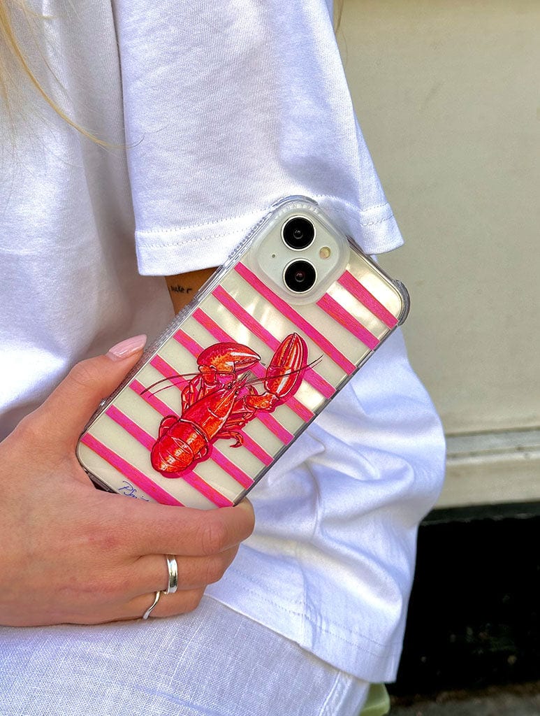 Pippa Smith Studio x Skinnydip Lobster On Pink Stripes Shock iPhone Case Phone Cases Skinnydip London