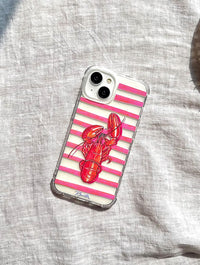 Pippa Smith Studio x Skinnydip Lobster On Pink Stripes Shock iPhone Case Phone Cases Skinnydip London