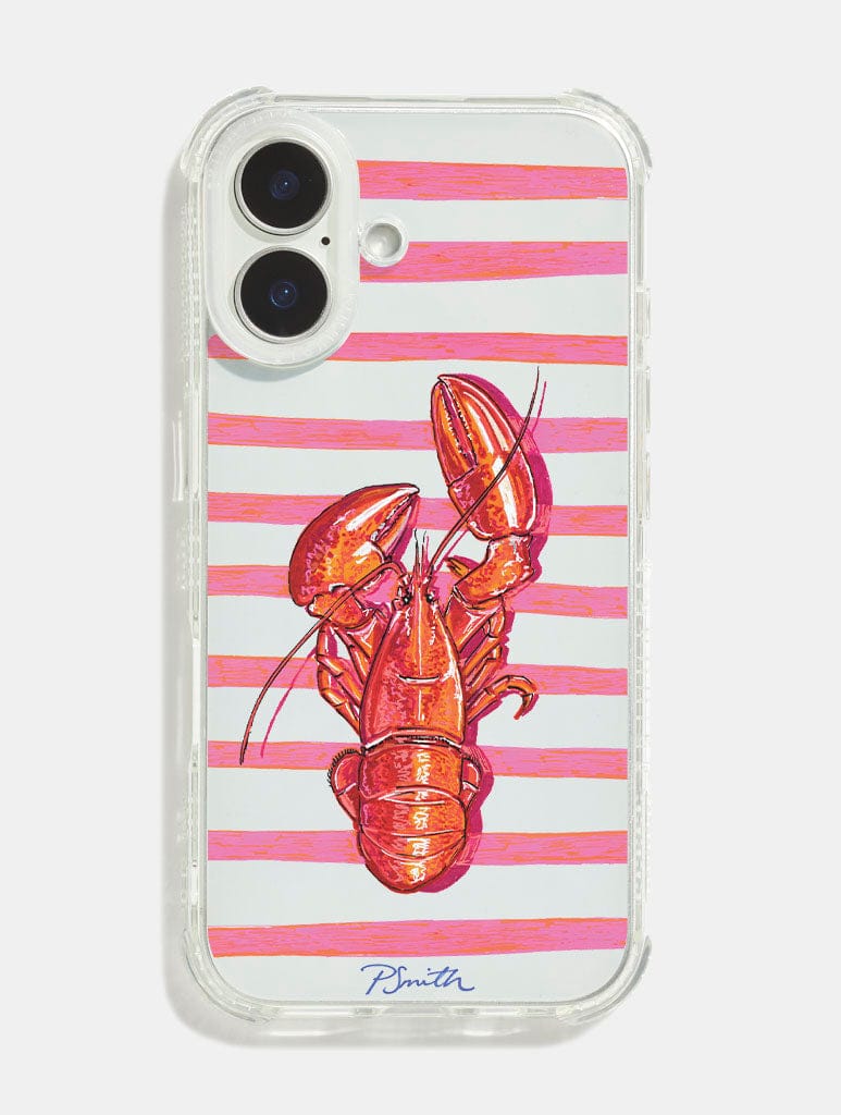 Pippa Smith Studio x Skinnydip Lobster On Pink Stripes Shock iPhone Case Phone Cases Skinnydip London