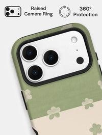 Pistachio Green and Cream Two-Tone Flower Ultra Protective iPhone Case Phone Cases Skinnydip London