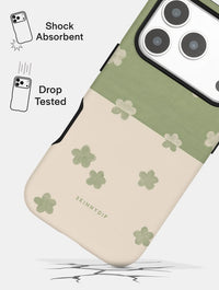 Pistachio Green and Cream Two-Tone Flower Ultra Protective iPhone Case Phone Cases Skinnydip London