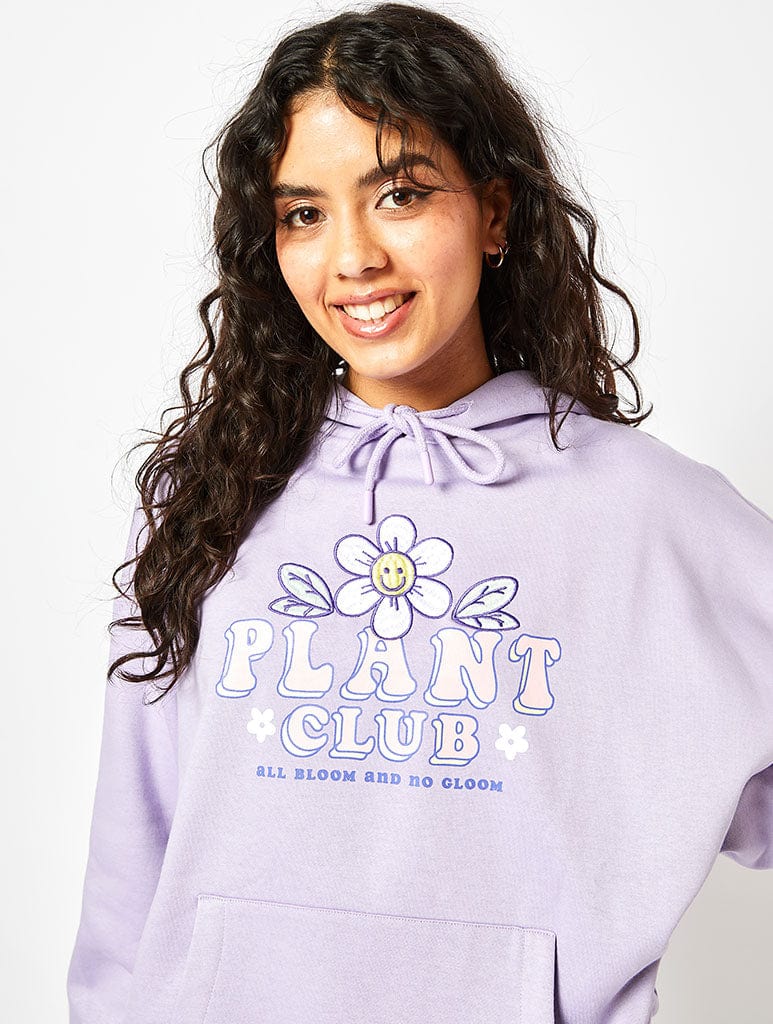 Plant Club Oversized Hoodie in Lilac Hoodies & Sweatshirts Skinnydip London