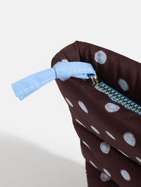 Polka Dot Pillow Pouch Makeup Bag in Brown & Blue Makeup Bags & Wash Bags Skinnydip London