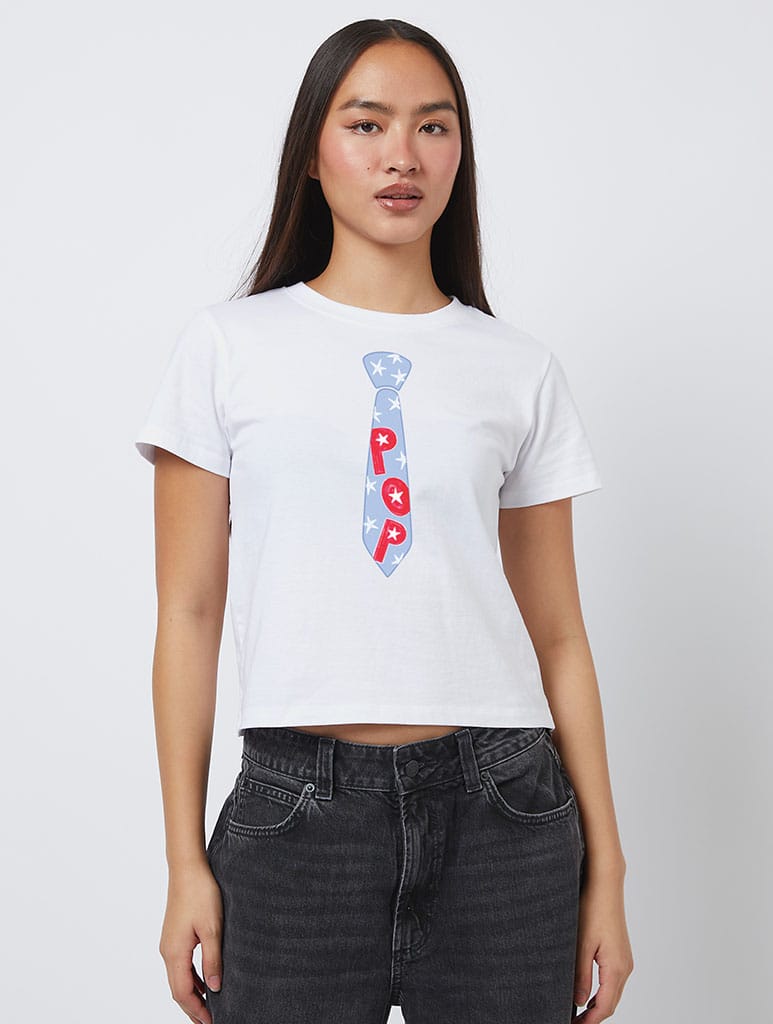 Pop Tie Baby T-Shirt In White Tops & T-Shirts Skinnydip London