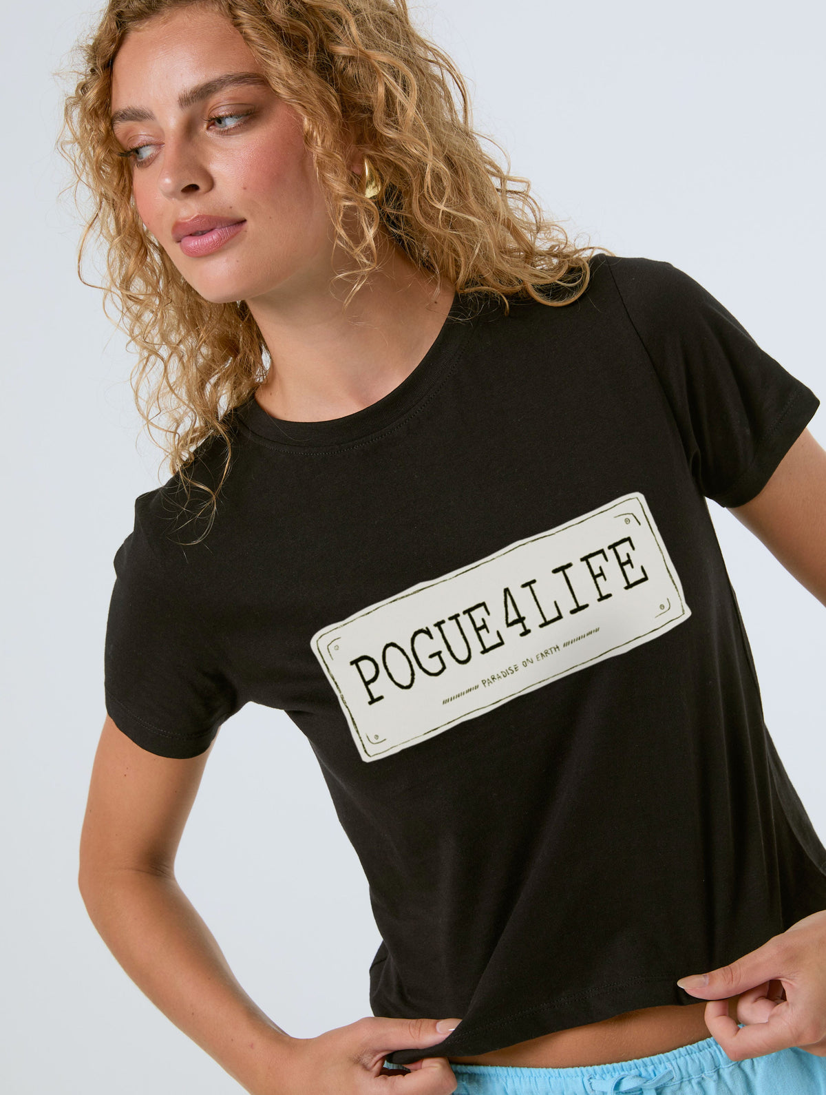 Pouge4Life License Plate Baby T-Shirt In Black Tops & T-Shirts Skinnydip London