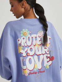 Protect Your Love Sweatshirt in Blue Hoodies & Sweatshirts Skinnydip London