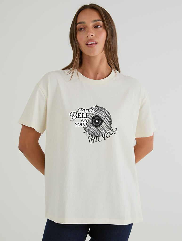 Put A Bell On Your Bicycle T-Shirt In White Tops & T-Shirts Skinnydip London