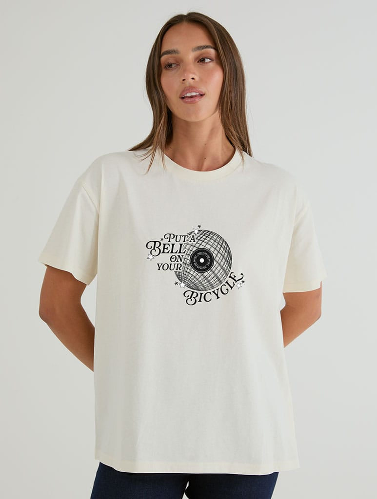 Put A Bell On Your Bicycle T-Shirt In White Tops & T-Shirts Skinnydip London