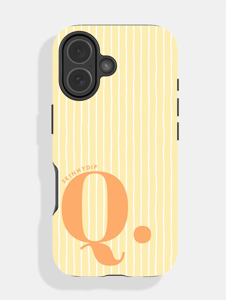 'Q' Initial Patterned Yellow Ultra Protective iPhone Case Phone Cases Skinnydip London