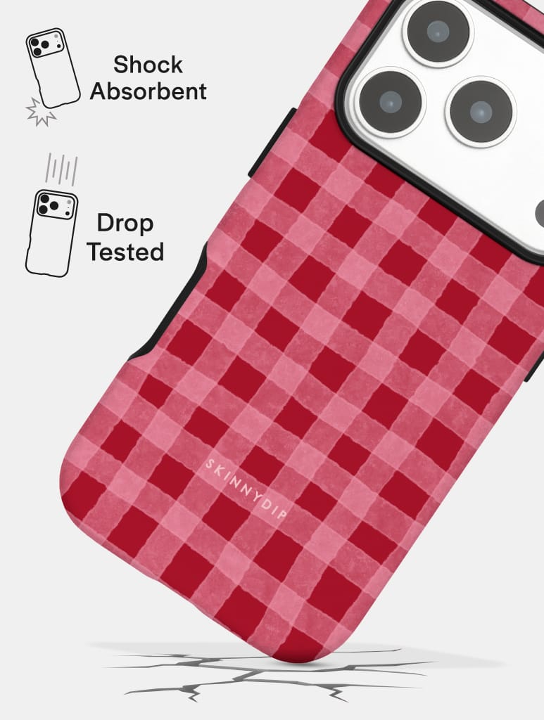 Red and Pink Gingham Ultra Protective iPhone Case Phone Cases Skinnydip London