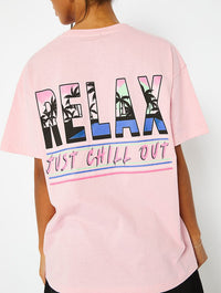 Relax Oversized Pink T-Shirt Tops & T-Shirts Skinnydip London