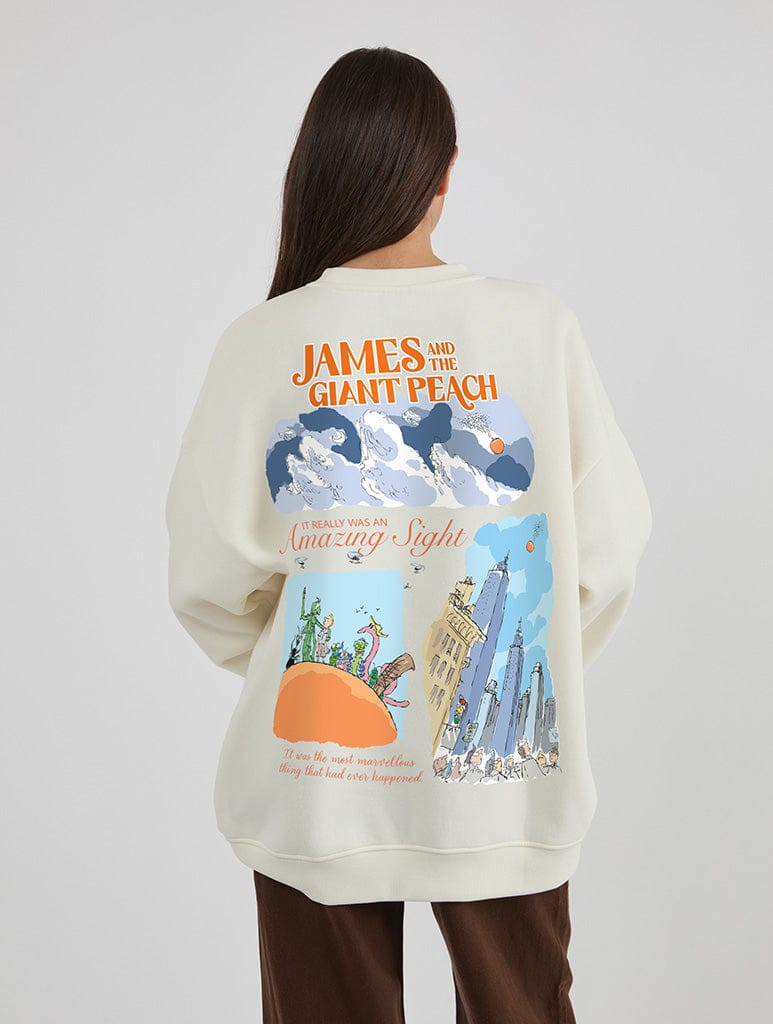 Roald Dahl x Skinnydip James And The Giant Peach Scenes Sweatshirt In White Hoodies & Sweatshirts Skinnydip London