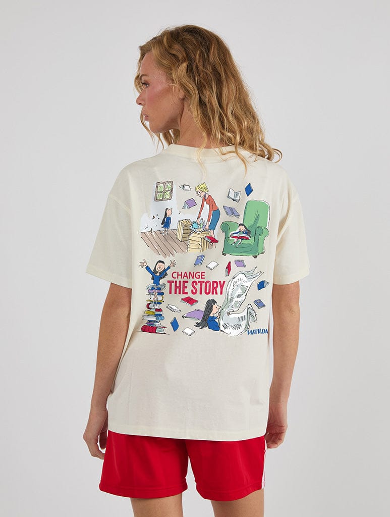 Roald Dahl x Skinnydip Matilda Change The Story T-Shirt In White Tops & T-Shirts Skinnydip London