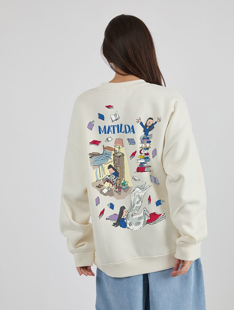 Roald Dahl x Skinnydip Matilda Poster Print Sweatshirt In White Hoodies & Sweatshirts Skinnydip London