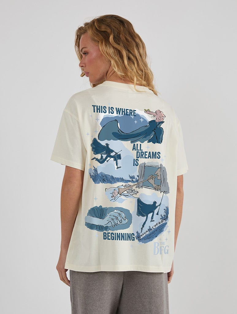 Roald Dahl x Skinnydip The BFG Dreams T-Shirt In White Tops & T-Shirts Skinnydip London