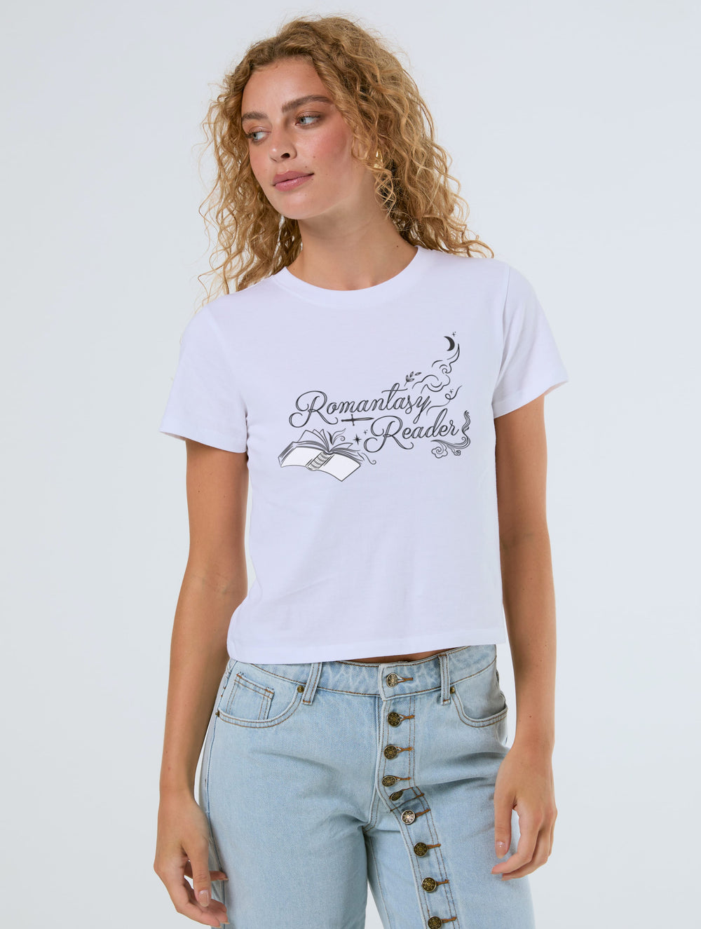 Romantasy Reader Baby T-Shirt In White Tops & T-Shirts Skinnydip London
