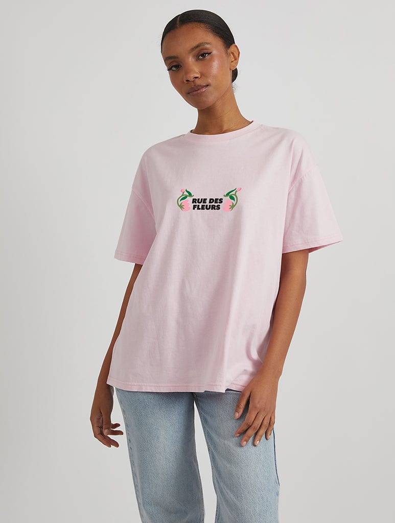 Rue De Fleurs T-Shirt In Pink Tops & T-Shirts Skinnydip London