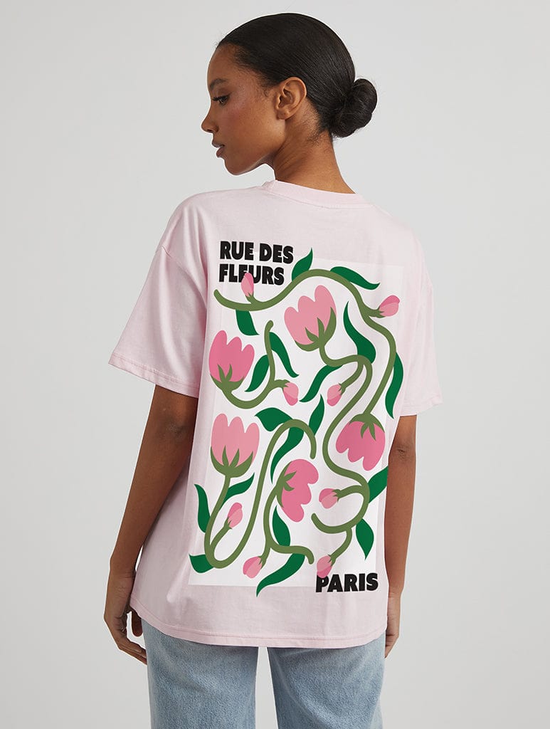 Rue De Fleurs T-Shirt In Pink Tops & T-Shirts Skinnydip London