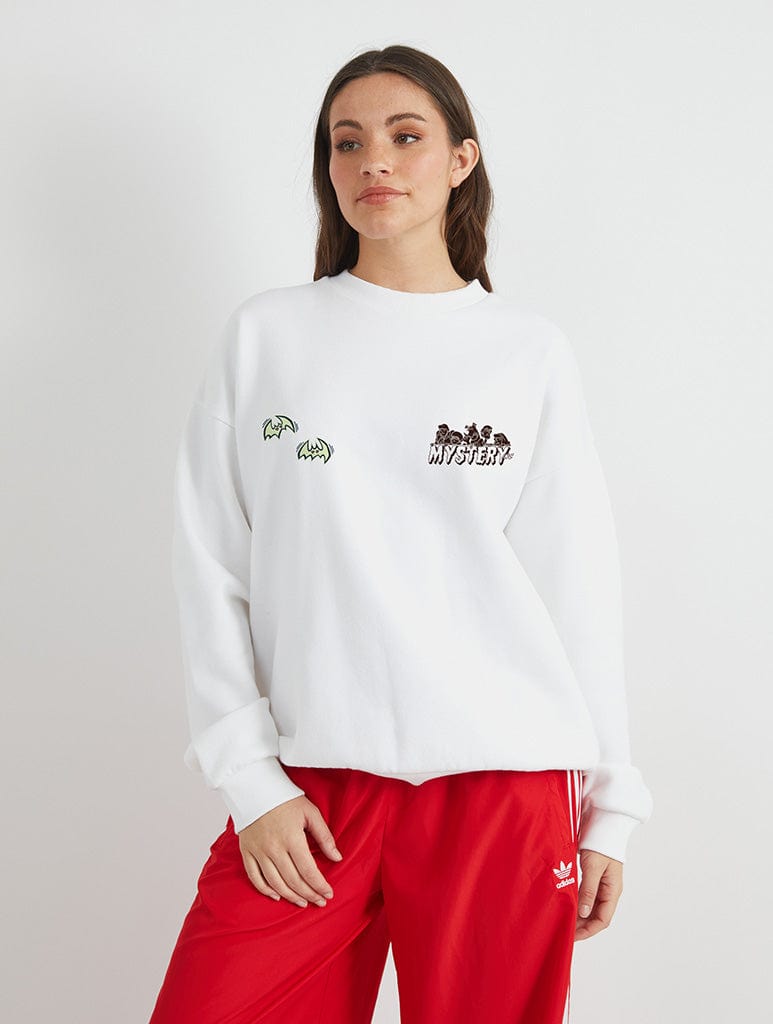 Scooby Doo x Skinnydip Sticker Sweatshirt In White Hoodies & Sweatshirts Skinnydip London
