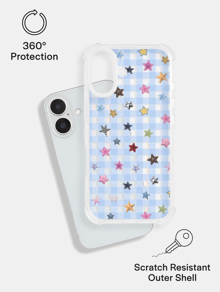 Scrapbook Gingham Stars Shock iPhone Case Phone Cases Skinnydip London