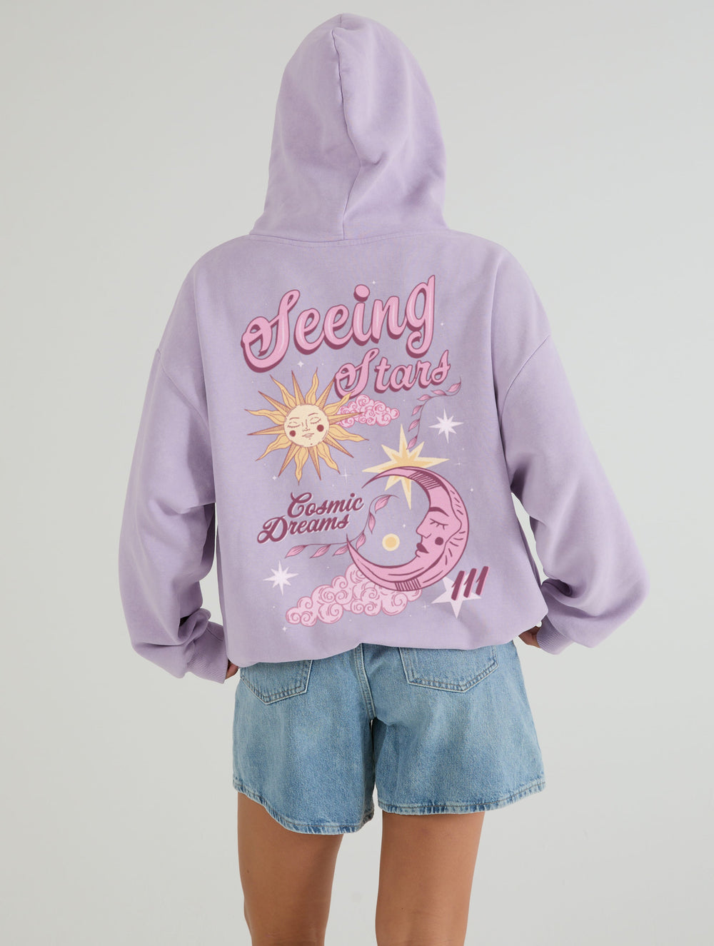 Seeing Stars Hoodie In Lilac Acid Wash Hoodies & Sweatshirts Skinnydip London
