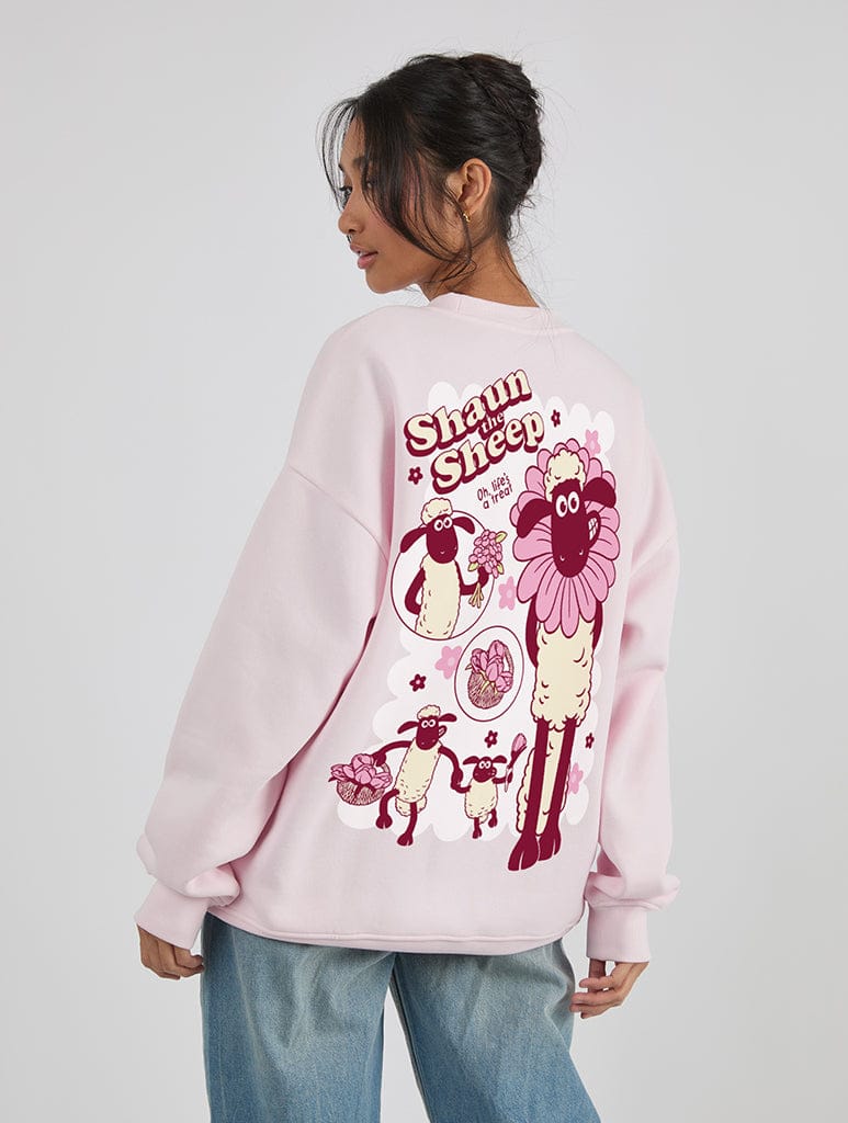 Shaun The Sheep x Skinnydip Spring Flowers Sweatshirt In Pink Hoodies & Sweatshirts Skinnydip London