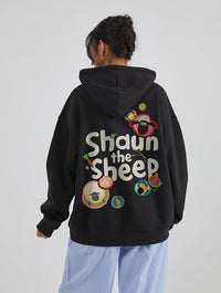 Shaun The Sheep x Skinnydip Sticker Hoodie In Black Hoodies & Sweatshirts Skinnydip London