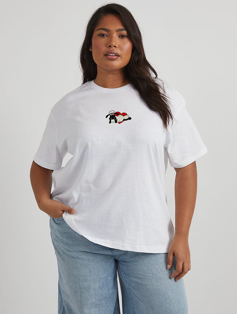 Shaun The Sheep x Skinnydip The Flock T-Shirt In Ecru Tops & T-Shirts Skinnydip London