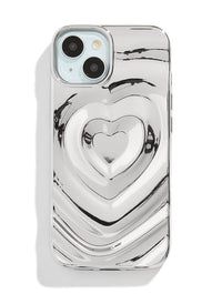 Silver Chrome 3D Heart iPhone Case Phone Cases Custard London